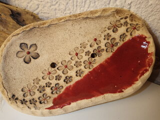 Keramik Seifenschale oval mit Blümchen