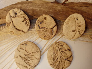 5 naturfarbe Keramik-Eier