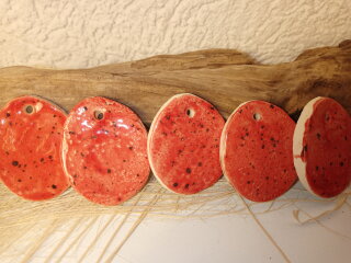 5 Keramik-Eier rot /schwarz