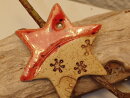 5 Keramik Sterne in rot mit Fl&ouml;ckchen