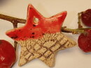 5 Keramik Sterne in rot-Geschenkanh&auml;nger