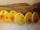 5 Keramik-Eier in gelb-orange